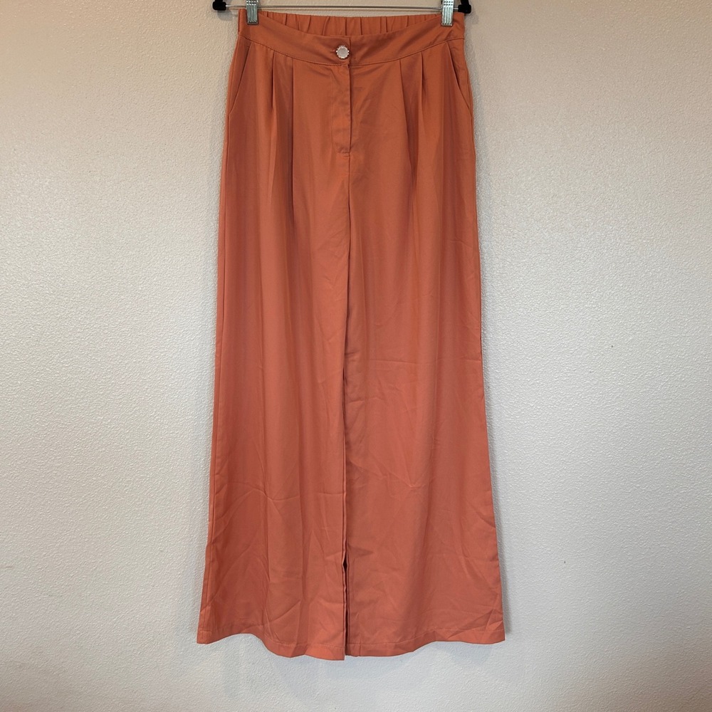 Classic Concepts Terracotta Orange‎ Wide Leg Pleated Trousers High Waist Large